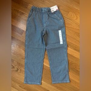 NWT Uniqlo Kids railroad stripe lightweight stretch carpenter pant - size 9-10Y